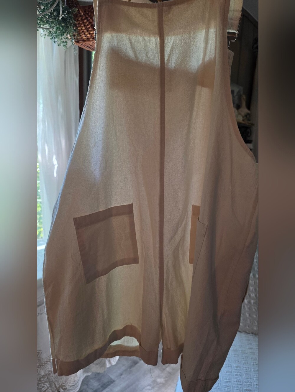 Lightweight Cream Linen Overall Romper - Picture 3 of 4